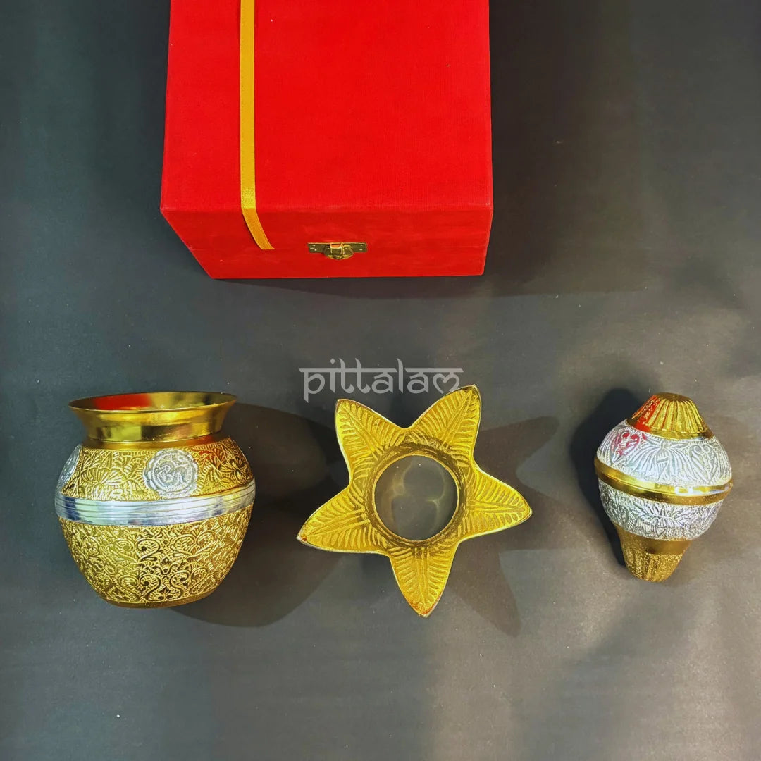 PITTALAM Brass Mangal Kalash - Traditional Pooja Companion