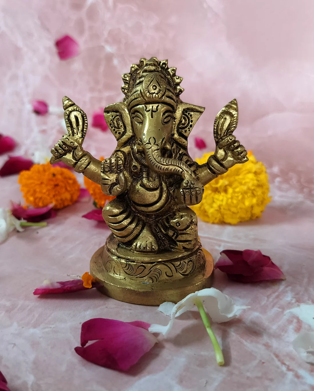 PITTALAM Brass Lord Ganesha Idol - Serene and Majestic