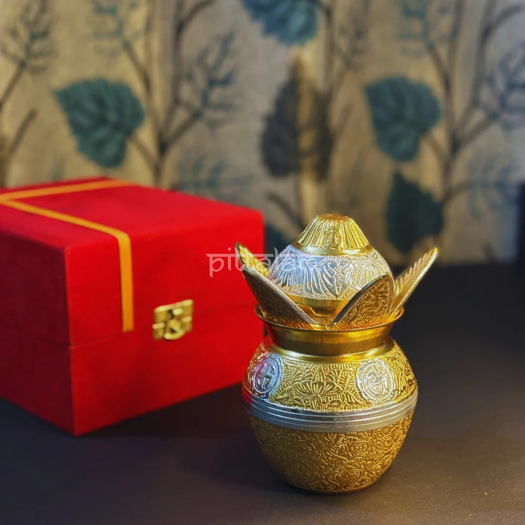 PITTALAM Brass Mangal Kalash - Traditional Pooja Companion