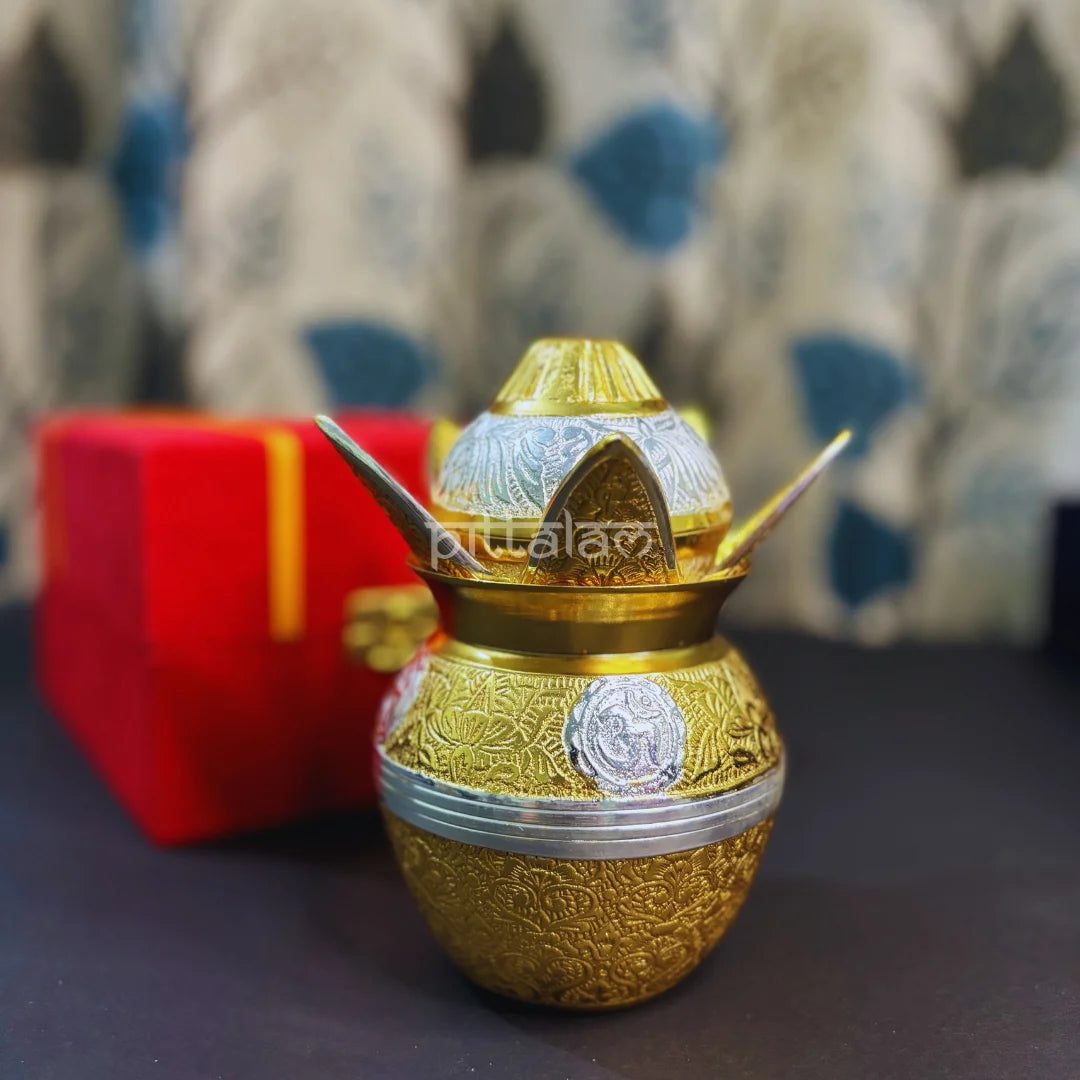 PITTALAM Brass Mangal Kalash - Traditional Pooja Companion