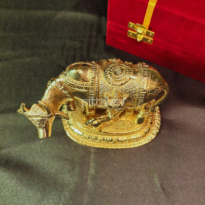 PITTALAM Brass Kaam Dhenu Idol - Compact and Serene