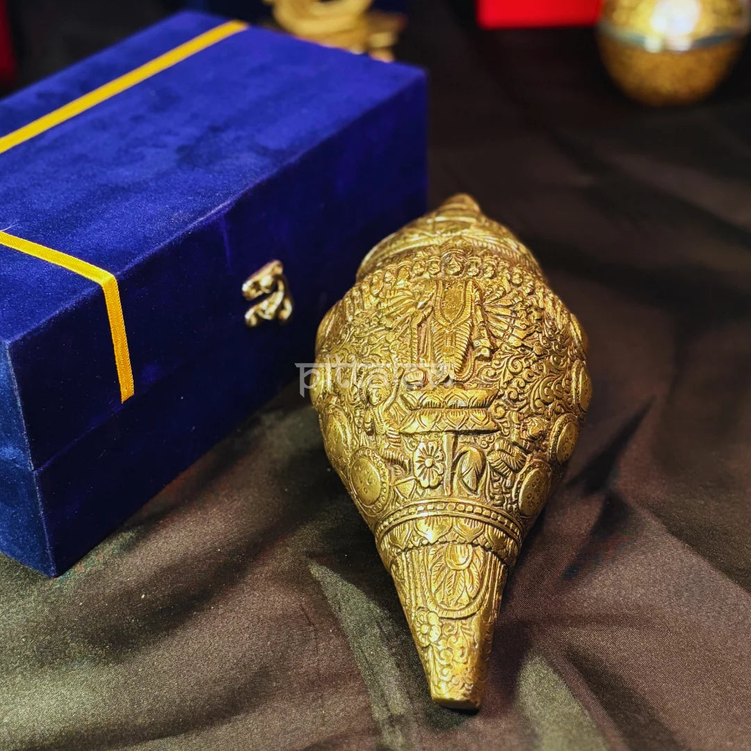 PITTALAM Brass Shankh (Virat Vishnu Roop) - Sacred Pooja Conch – Pittalam