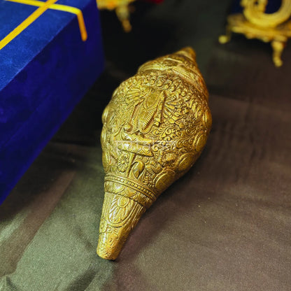 PITTALAM Brass Shankh (Virat Vishnu Roop) - Sacred Pooja Conch