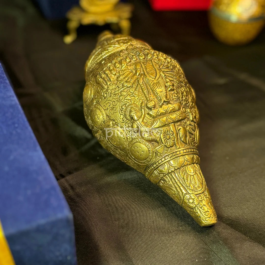 PITTALAM Brass Shankh (Virat Vishnu Roop) - Sacred Pooja Conch