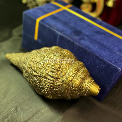 PITTALAM Brass Shankh (Virat Vishnu Roop) - Sacred Pooja Conch