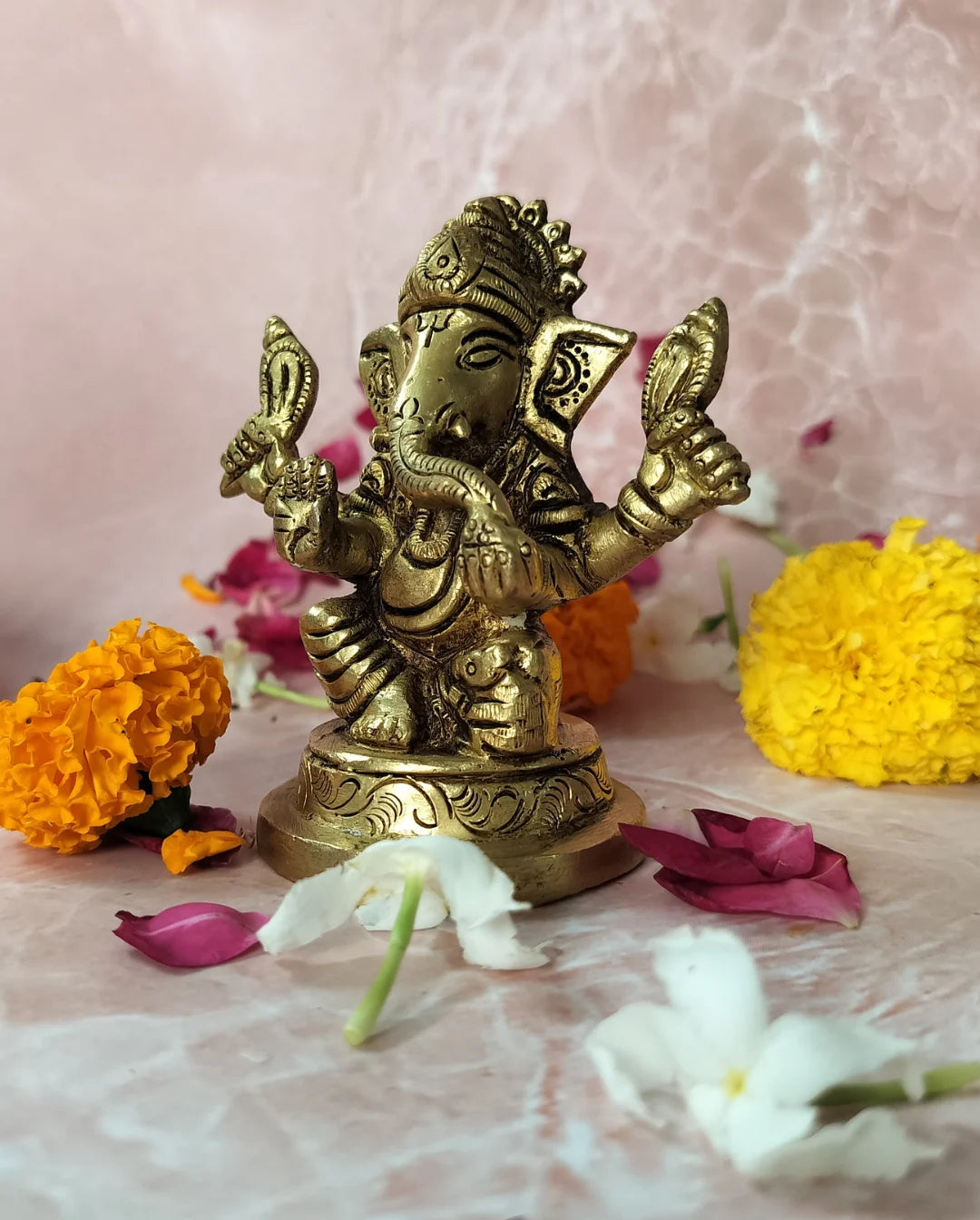 PITTALAM Brass Lord Ganesha Idol - Serene and Majestic