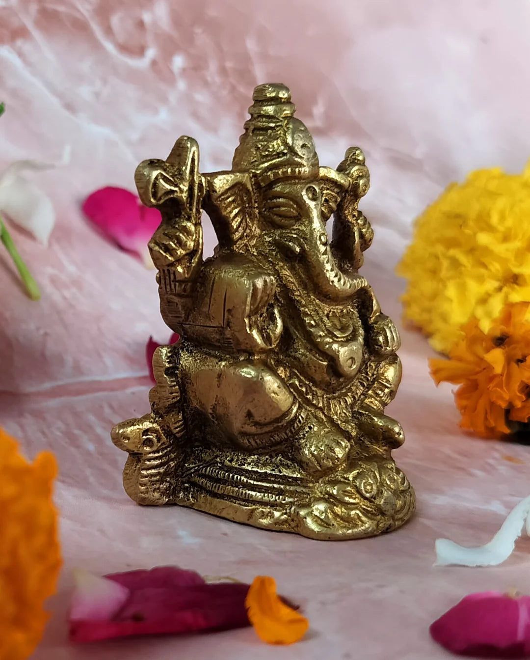 PITTALAM Brass Lord Ganesha Idol - Serene and Majestic