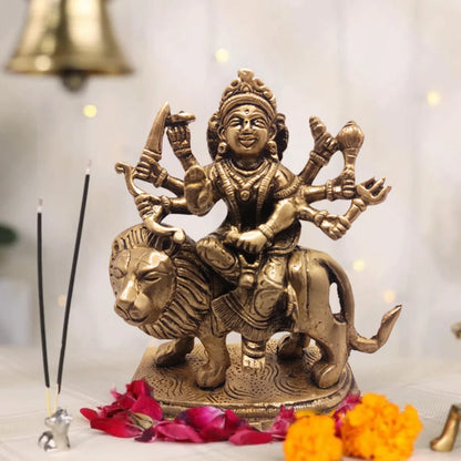 PITTALAM Brass Goddess Durga Idol - Simple and Divine