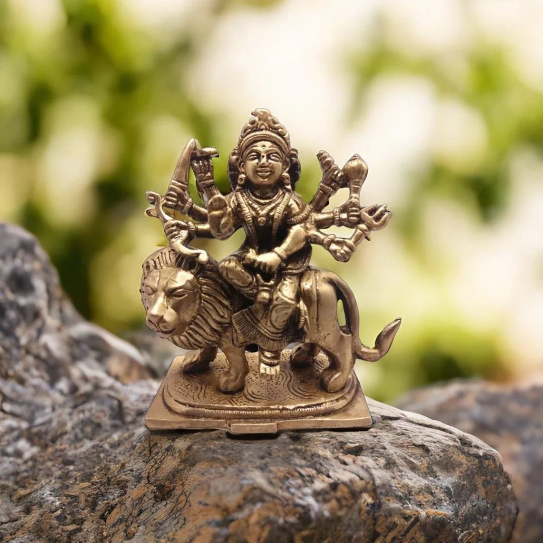 PITTALAM Brass Goddess Durga Idol - Simple and Divine