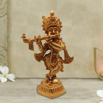 PITTALAM Brass Lord Krishna Idol - Small and Serene