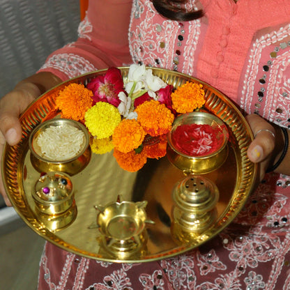 PITTALAM Brass Pooja Thali - Simple and Practical