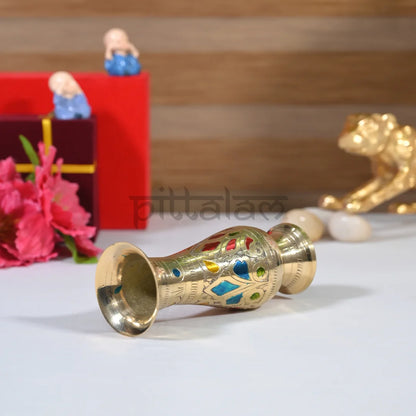 PITTALAM Brass Narrow Flower Vase (Gold) - Handcrafted  Floral Detailing, Perfect to Fit Any Space