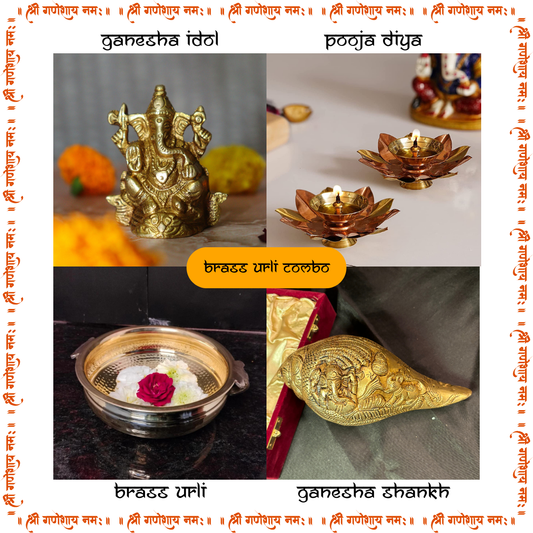 Brass Urli Ganpati Visarsan Kit