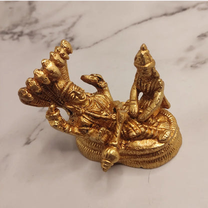 PITTALAM Brass Vishnu, Lakshmi & Seshnaag Idol - Small Harmony Trio