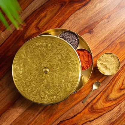 PITTALAM Brass Masala Box - Handy and Stylish for Your Kitchen