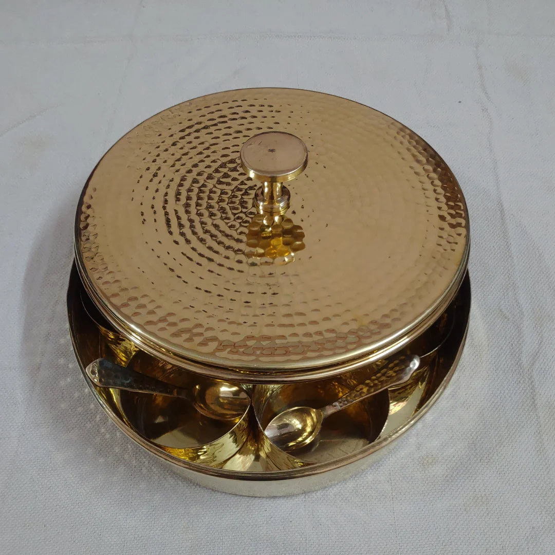 PITTALAM Brass Masala Box - Handy and Stylish for Your Kitchen