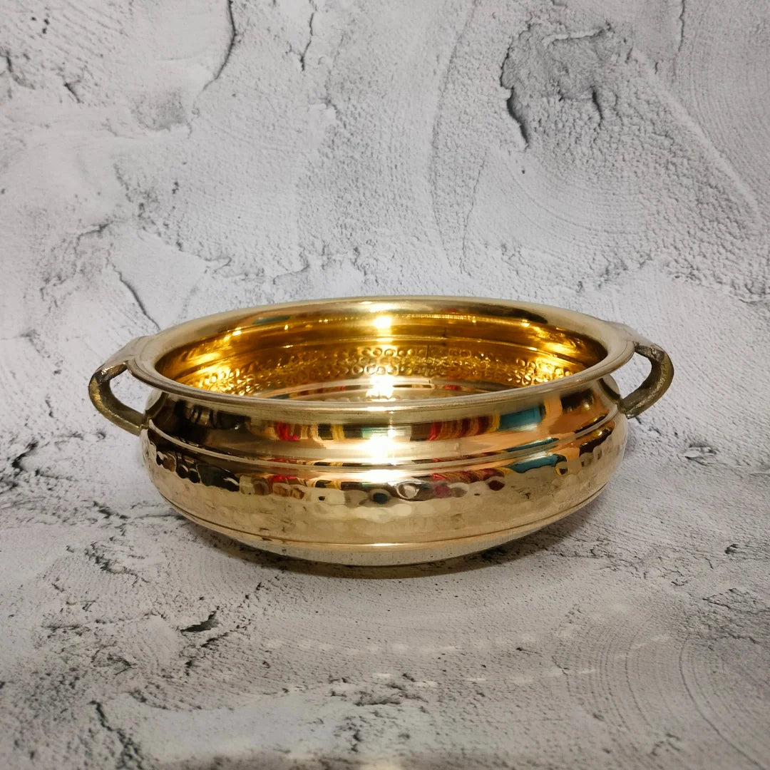 PITTALAM Brass Hammered Urli - Simple and Elegant Festive Centerpiece