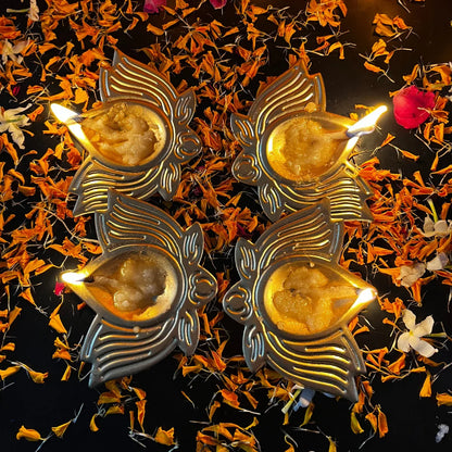 PITTALAM Metal Lotus Diya (Pack of 4) - Simplistic Elegance in Metal