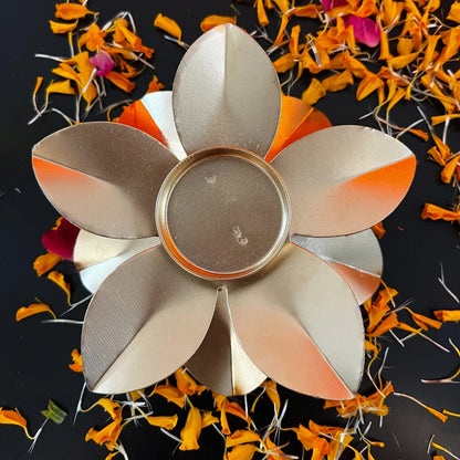 PITTALAM Metal Open Flower Diya - Simplistic Elegance in Metal