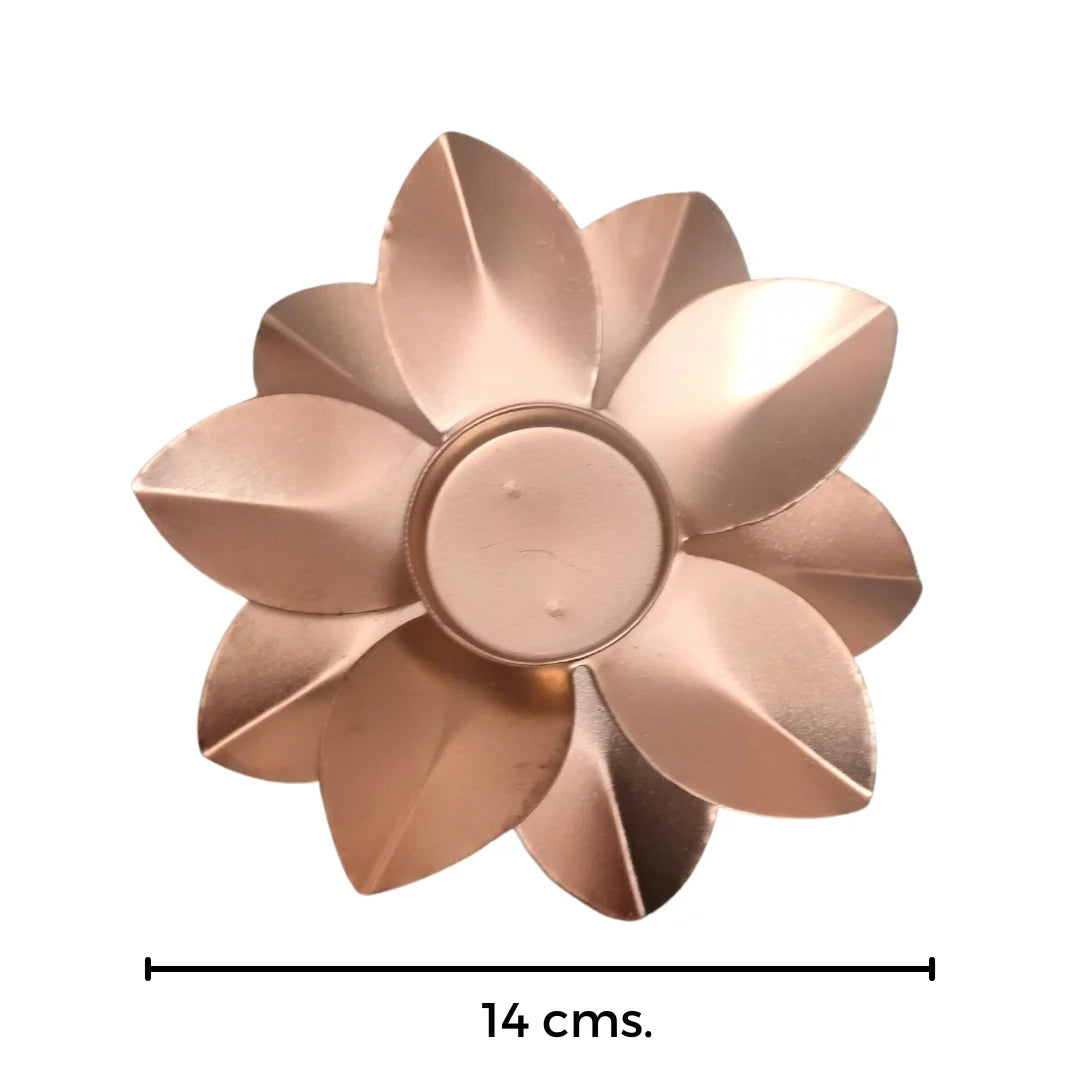 PITTALAM Metal Open Flower Diya - Simplistic Elegance in Metal