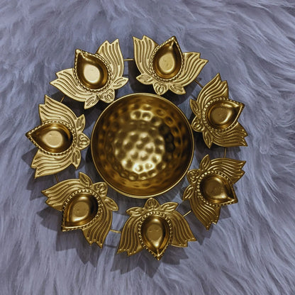 PITTALAM Lotus With Diya - Graceful Radiance in Metal